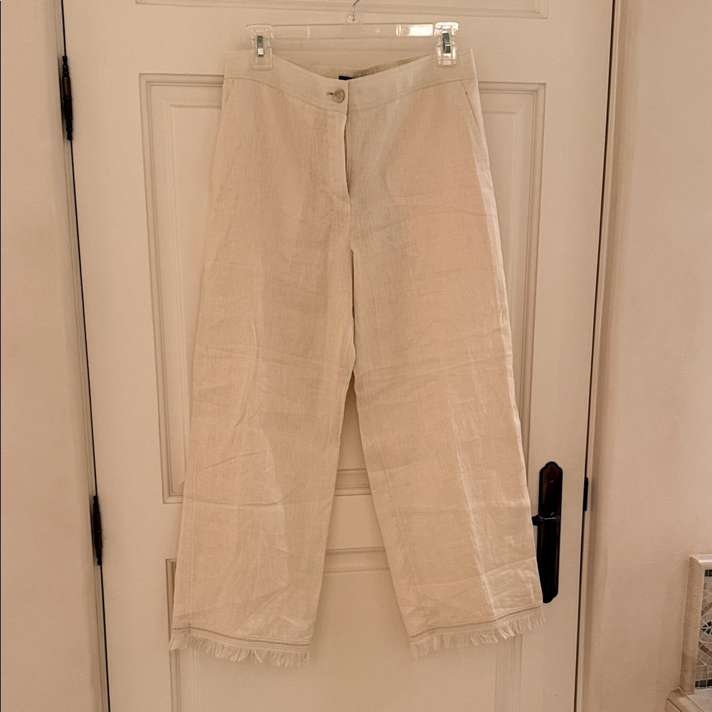 Theory Cream Linen Trousers